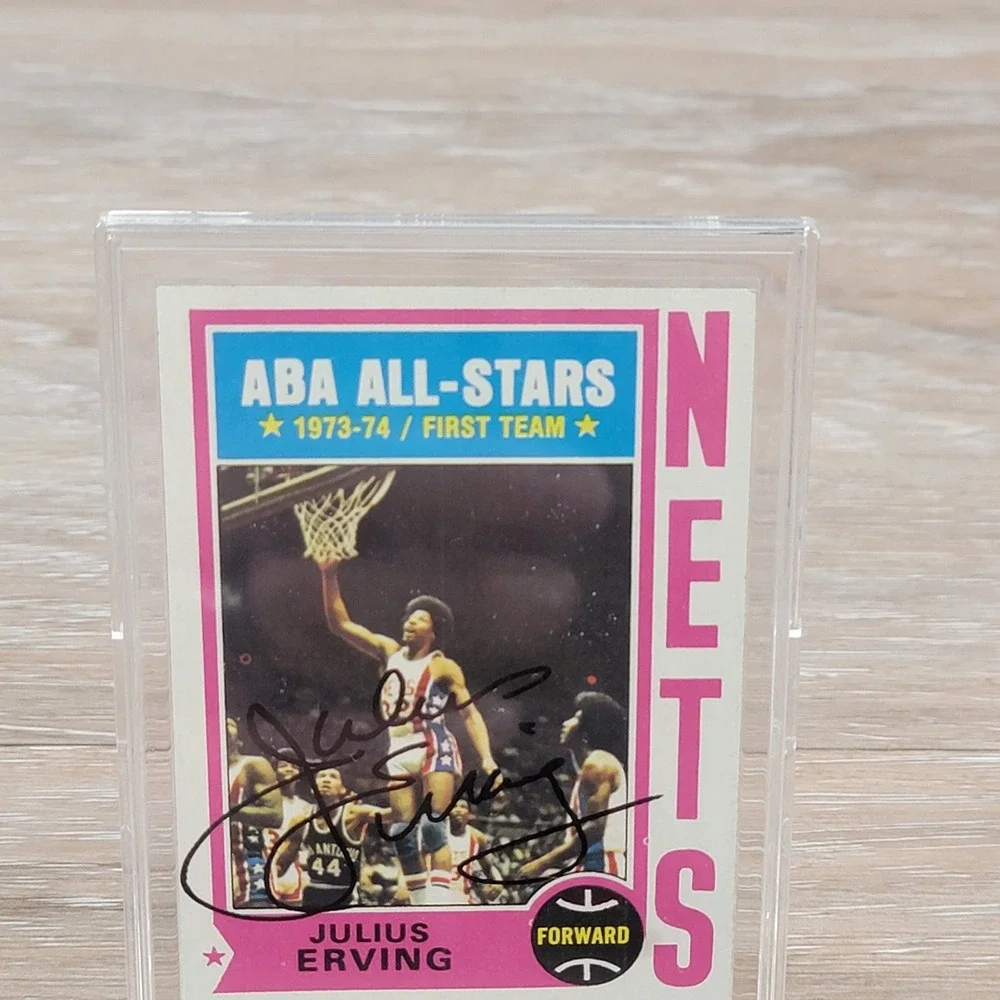 Julius Erving ABA All Stars 1973 74 First Team Autographed Basketball Card